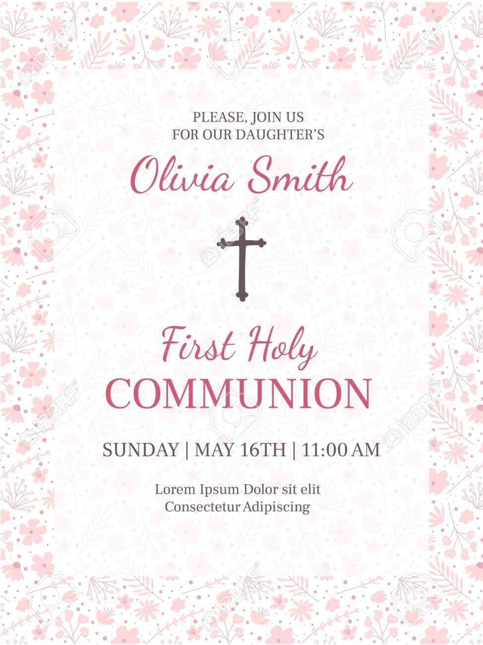 First Holy Communion Greeting Card Design Template For First Holy Communion Banner Templates