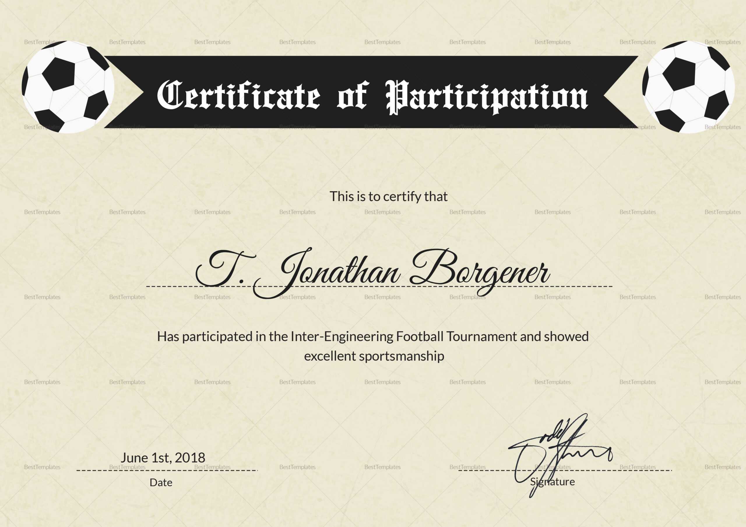 Football Certificate Of Participation – Calep.midnightpig.co With Regard To Soccer Certificate Templates For Word