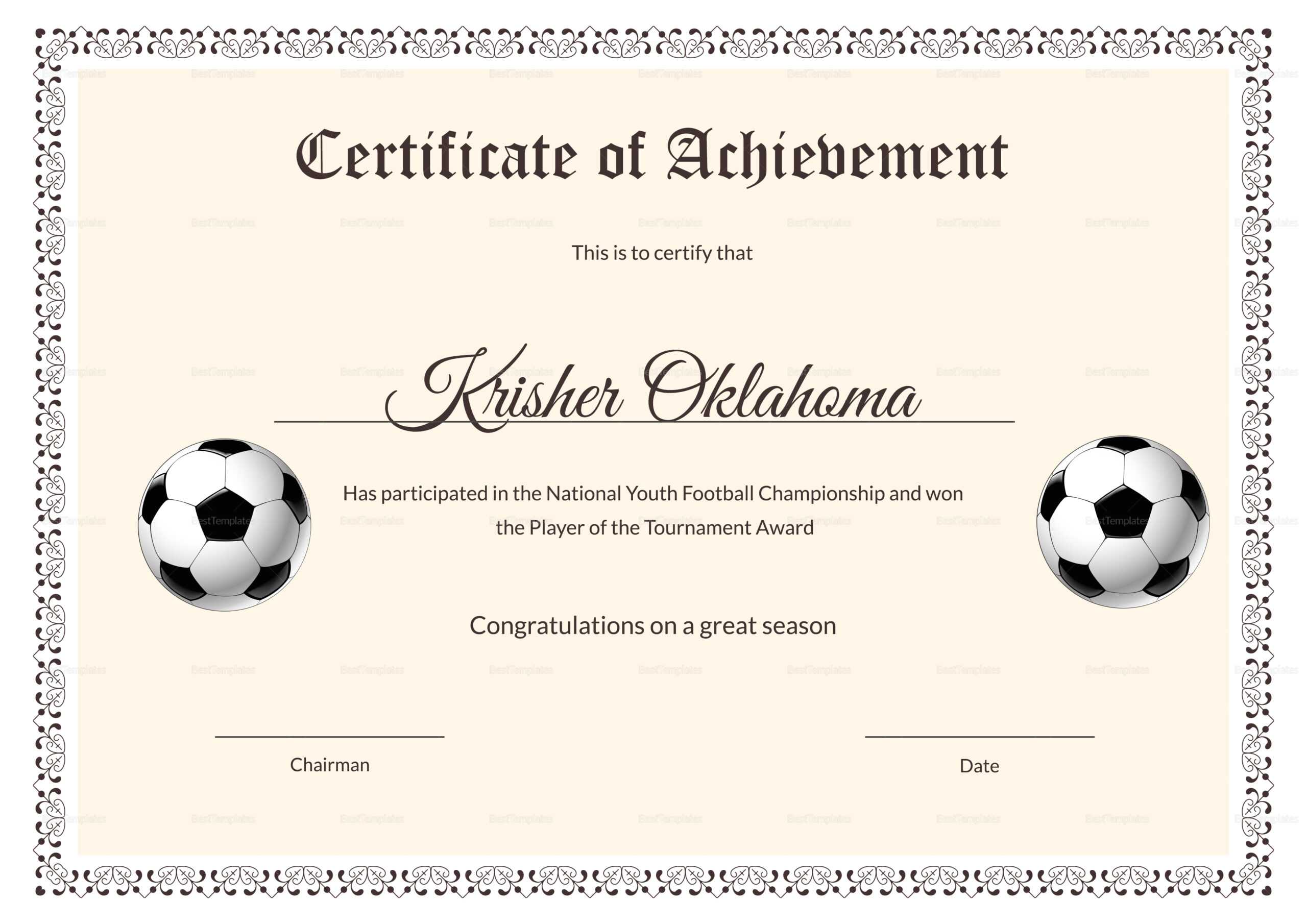 Football Certificate Template – Calep.midnightpig.co Within Soccer Certificate Templates For Word