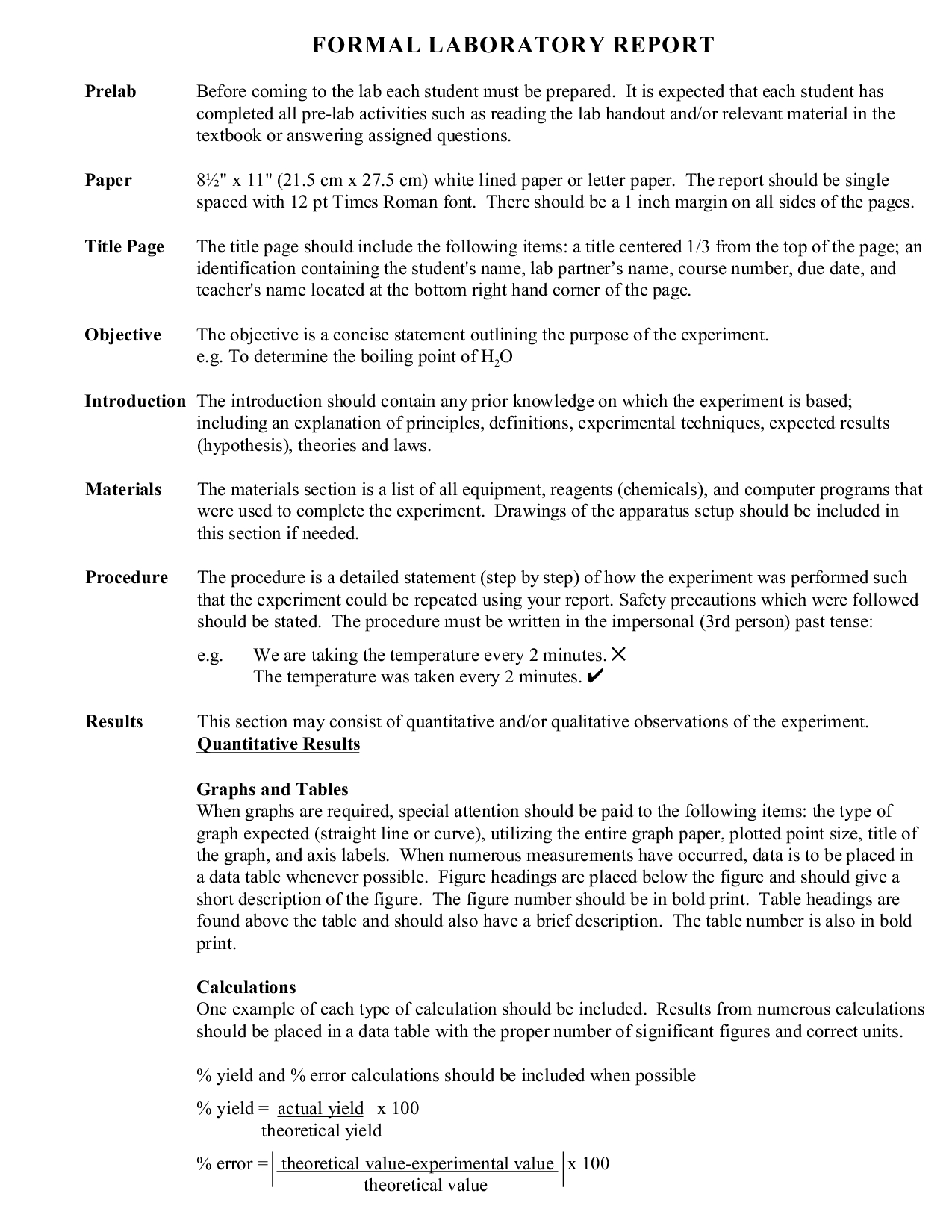 Formal Lab Report Example – Docsity Regarding Chemistry Lab Report Template