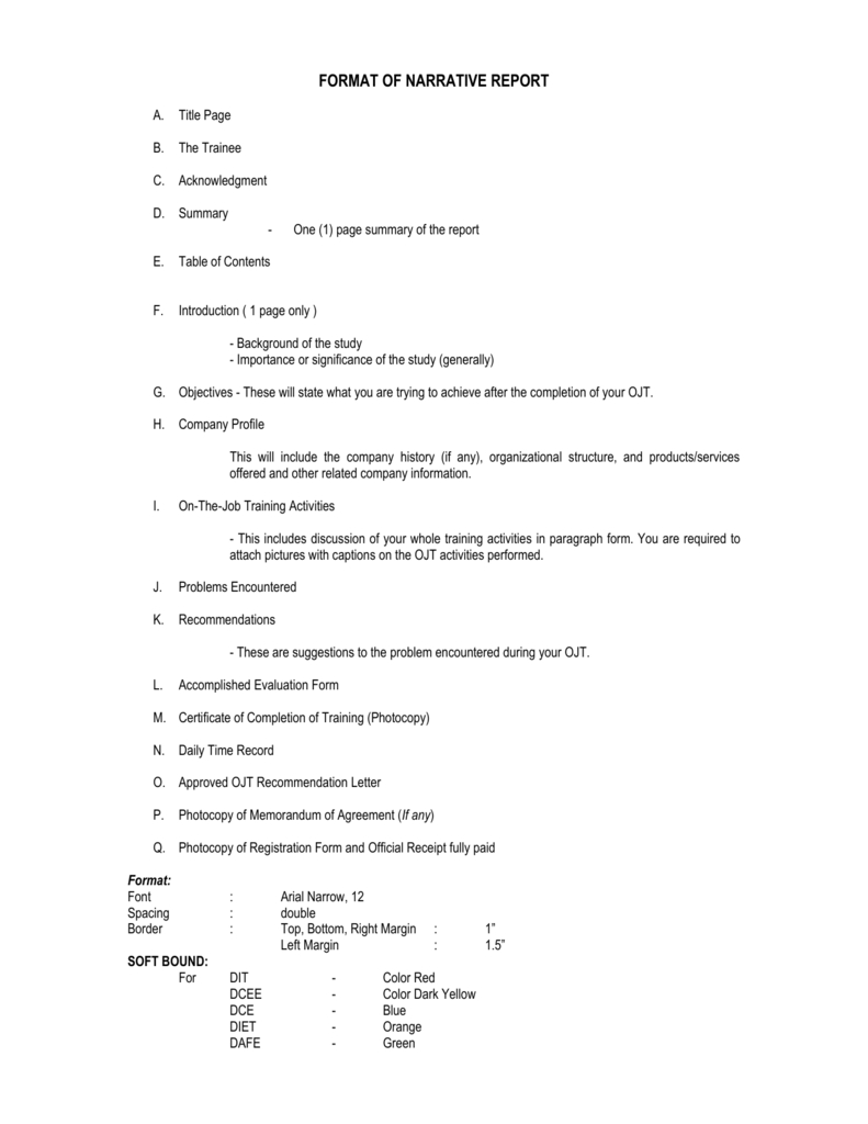 Format Of Narrative Report Pertaining To Weekly Accomplishment Report Template