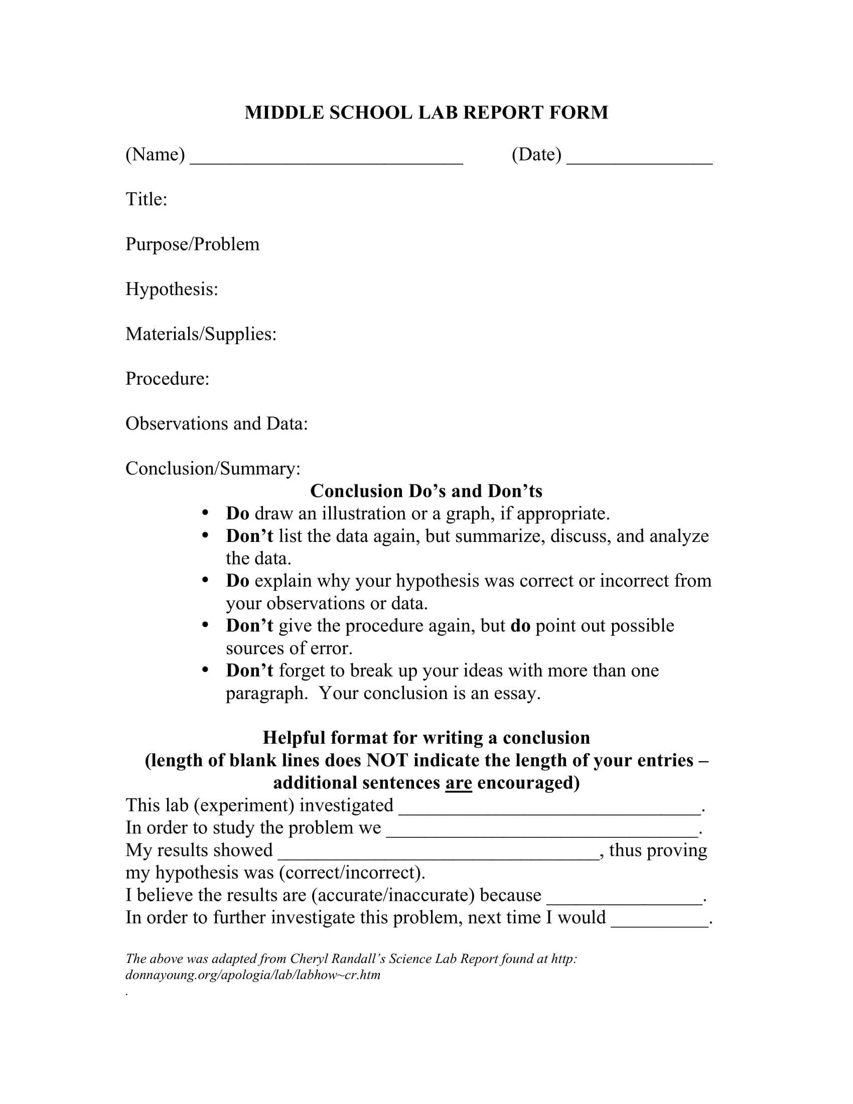 Free 11+ Laboratory Report Forms In Pdf | Ms Word In Lab Report Template Middle School