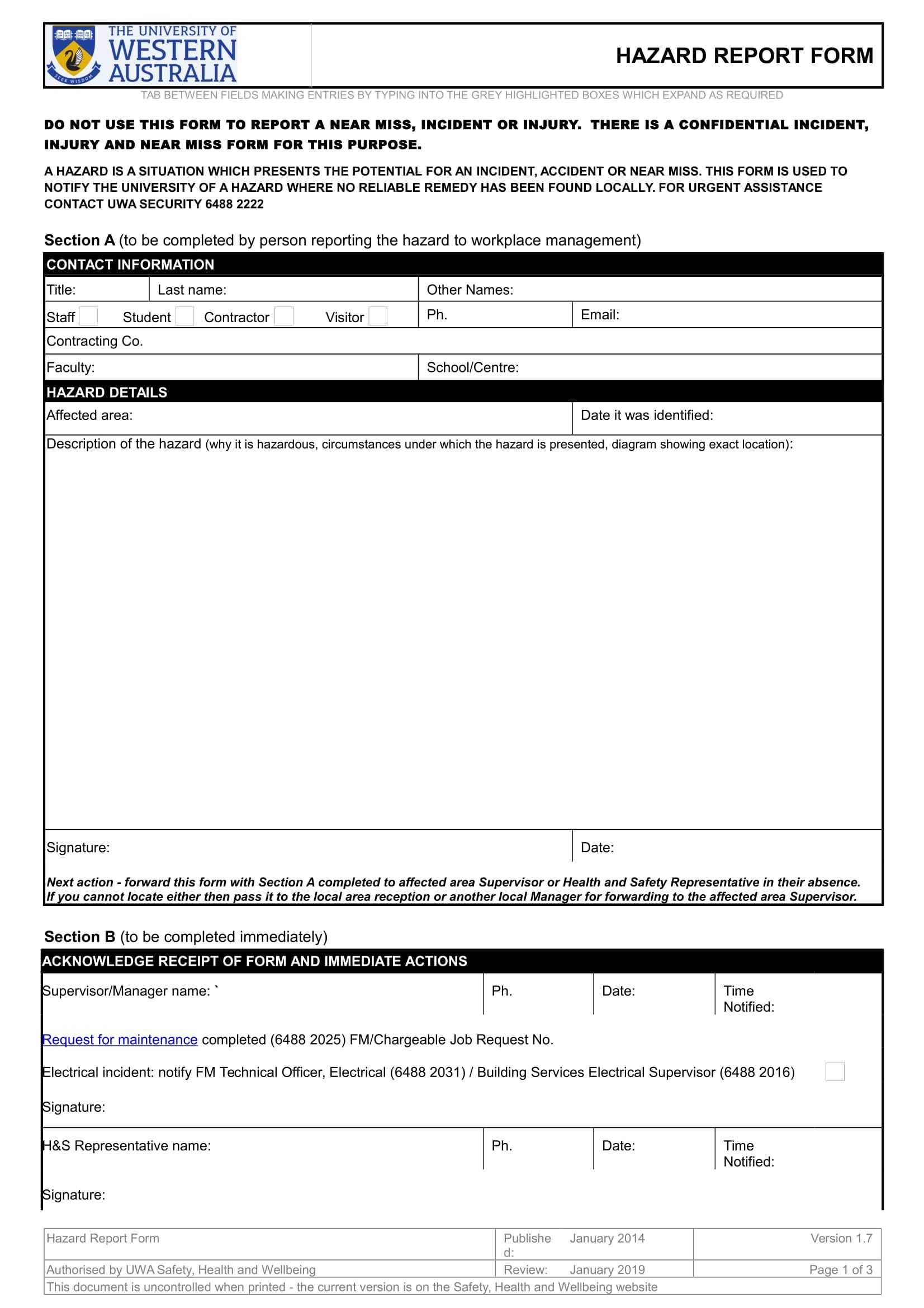 Free 13+ Hazard Report Forms In Ms Word | Pdf Intended For Ohs Incident Report Template Free