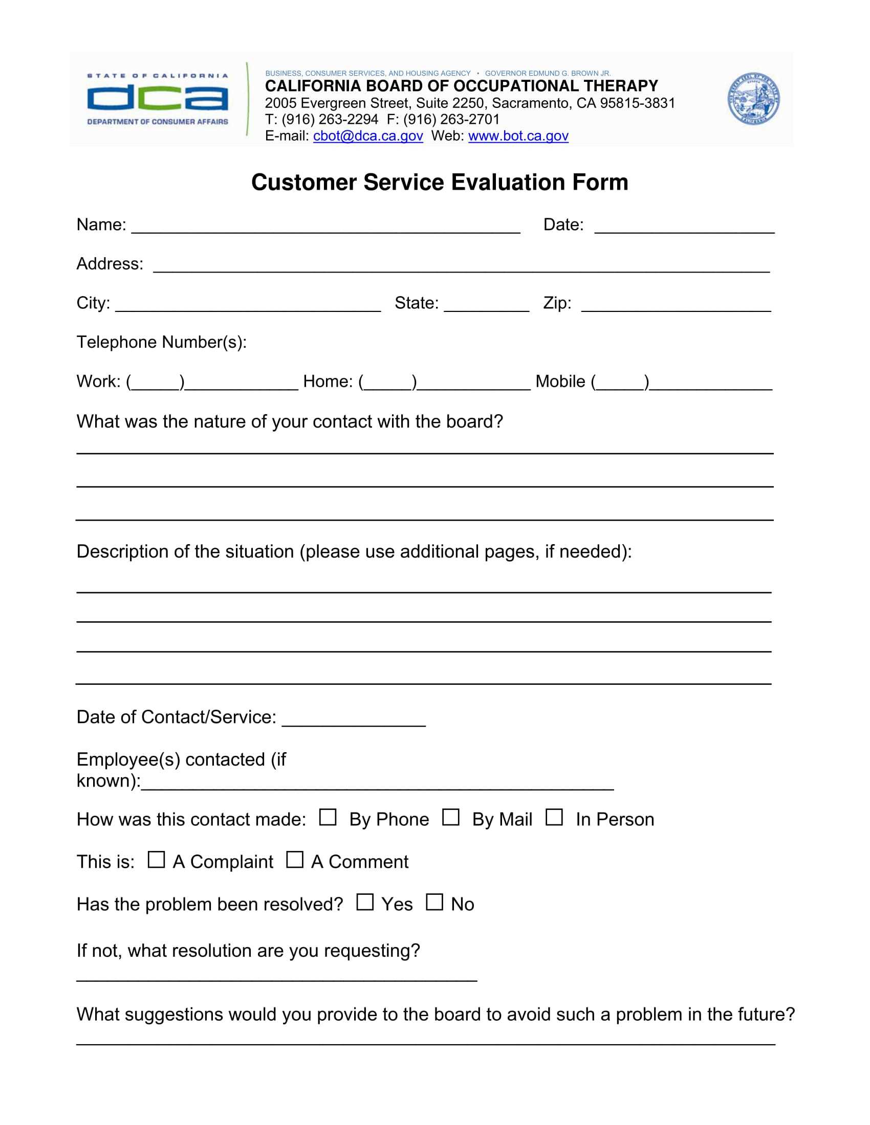 Free 14+ Customer Service Evaluation Forms In Pdf With Regard To Blank Evaluation Form Template
