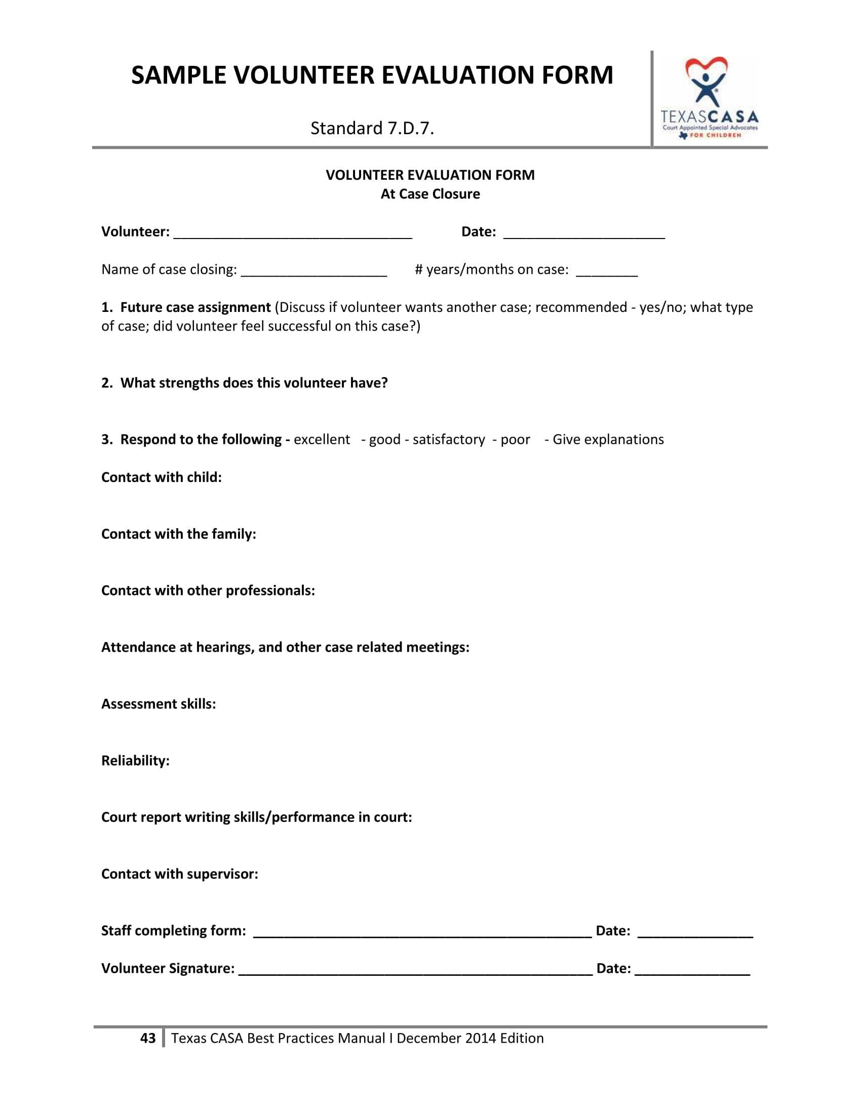 Free 14+ Volunteer Evaluation Forms In Pdf Pertaining To Blank Evaluation Form Template