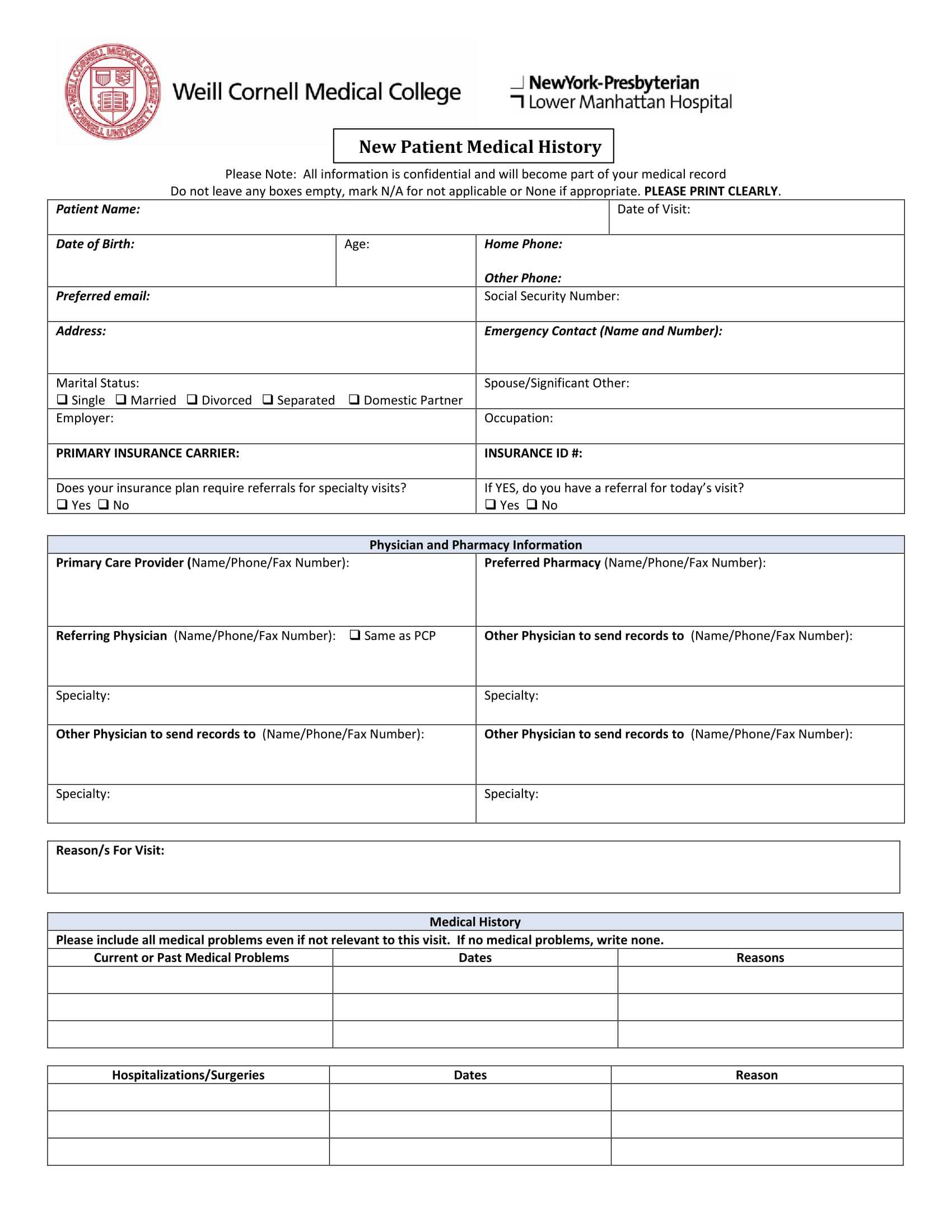 Free 6+ Medical History Forms In Pdf | Ms Word | Excel In Medical History Template Word
