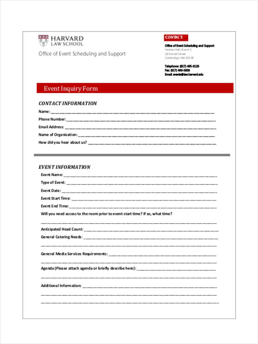 Free 7+ Sample Event Inquiry Forms In Ms Word | Pdf With Regard To Enquiry Form Template Word