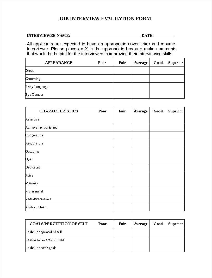 Free 9+ Interview Evaluation Form Examples In Pdf | Examples Intended For Blank Evaluation Form Template