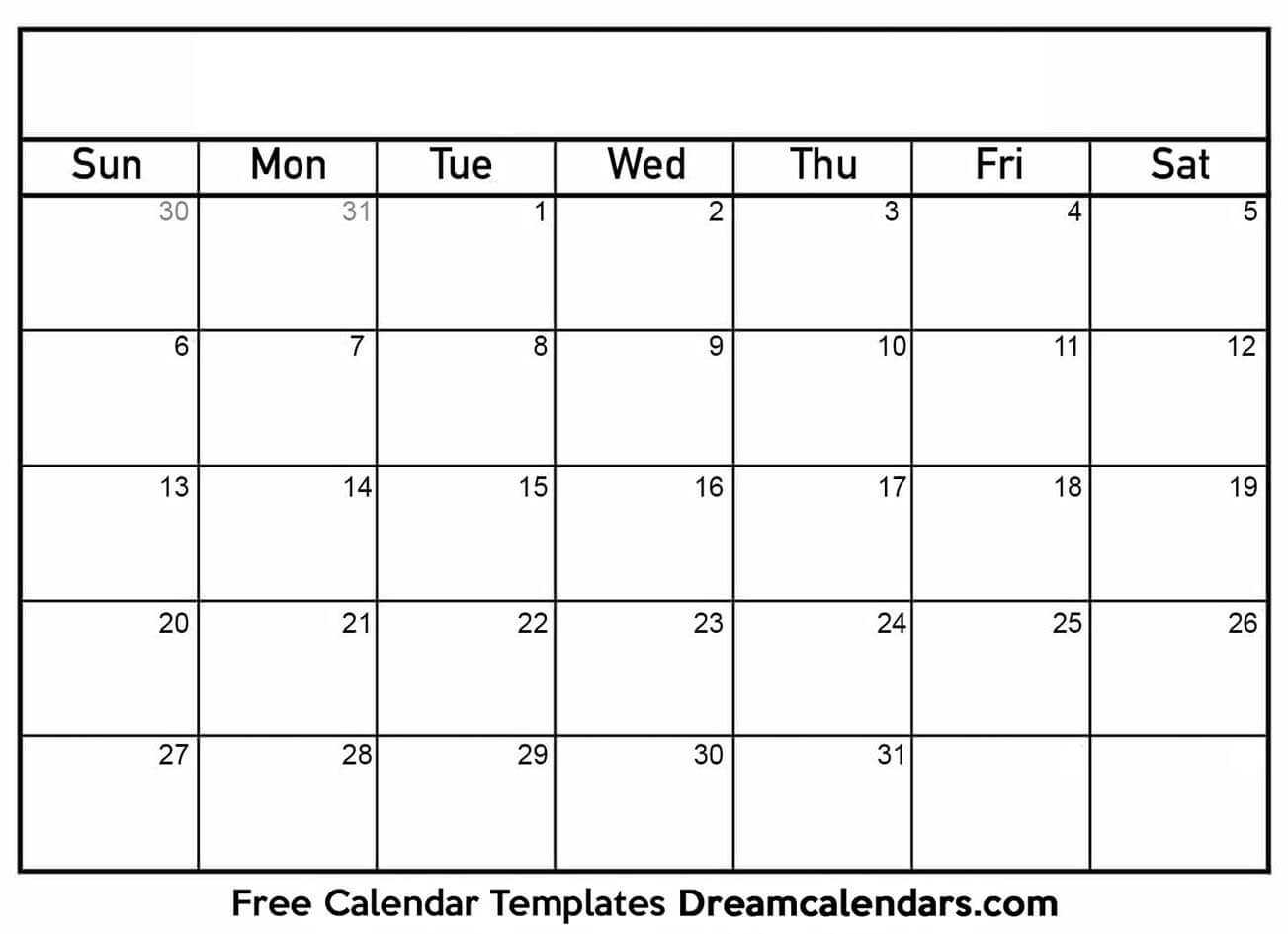 Free Blank Calendars – Dalep.midnightpig.co In Blank Calender Template