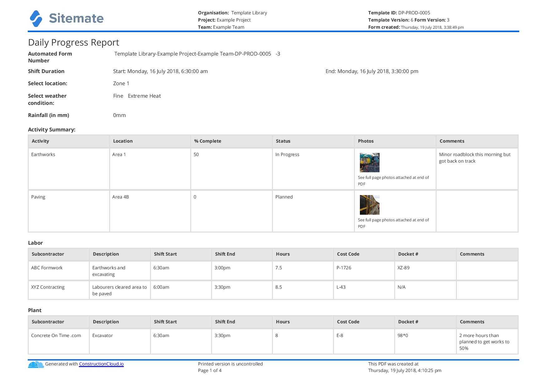 Free Construction Daily Report Template (Better Than Pdf For Daily Activity Report Template