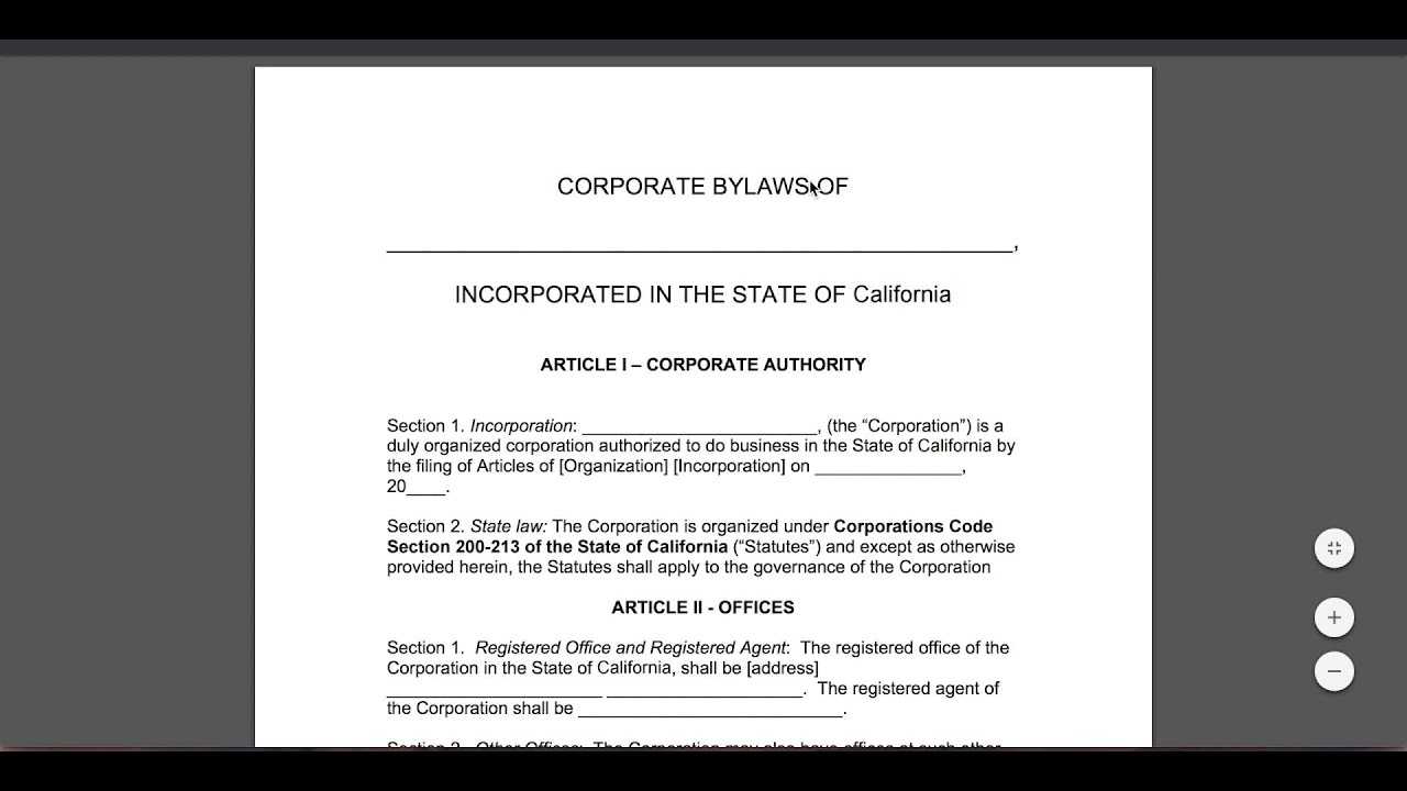 Free Corporate Bylaws Template | Pdf | Word Intended For Corporate Bylaws Template Word