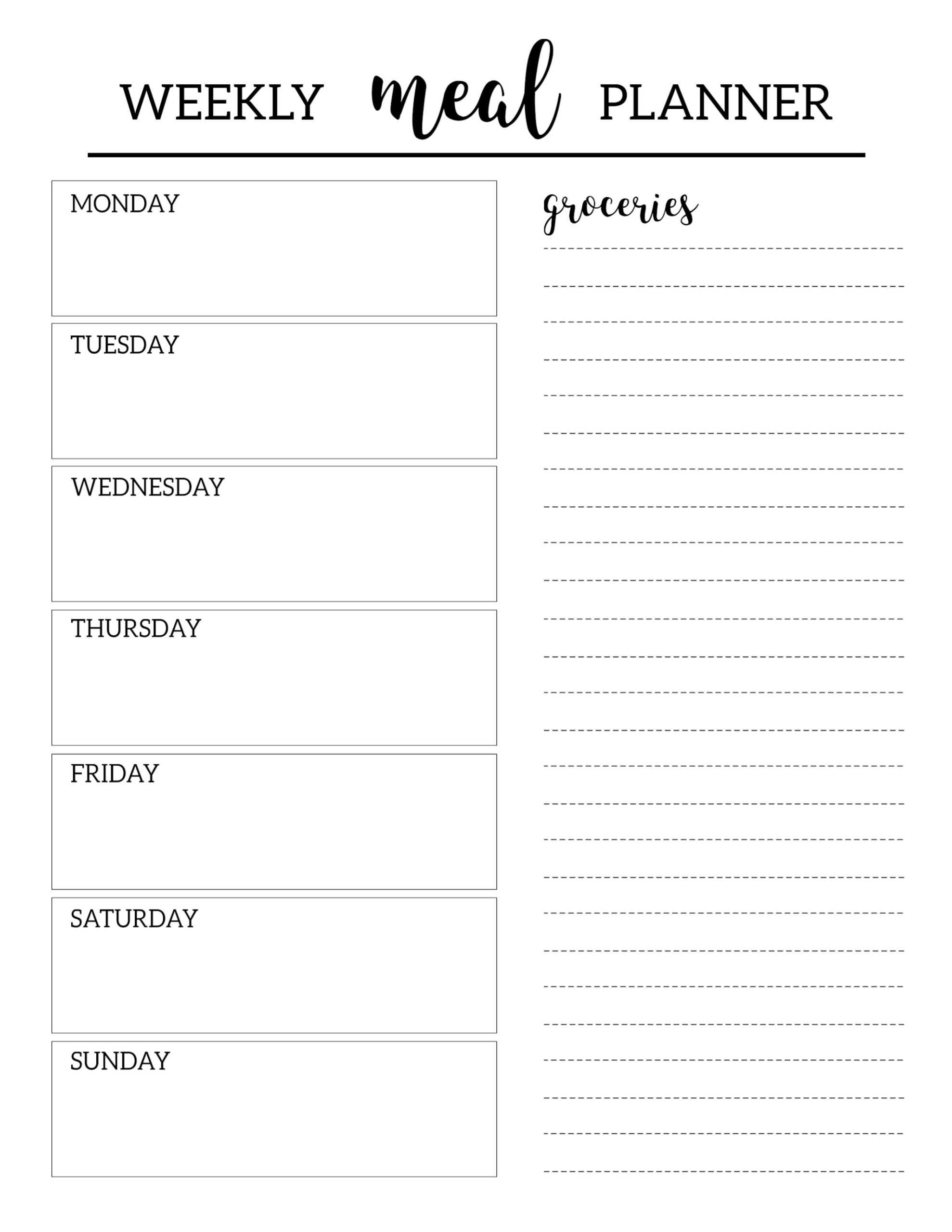 Free Download Weekly Meal Planner Template | Printable For Meal Plan Template Word
