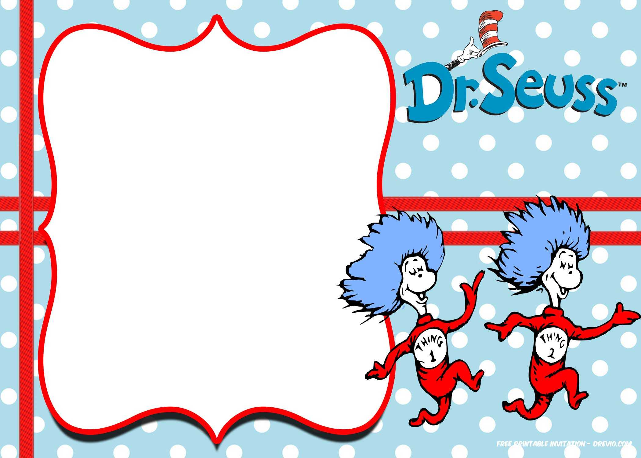 Free Dr.seuss Invitation Templates – Printable – Bagvania Within Blank Cat In The Hat Template