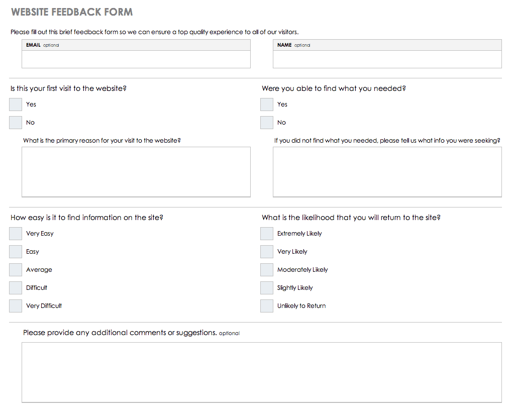 Free Feedback Form Templates | Smartsheet For Word Employee Suggestion Form Template