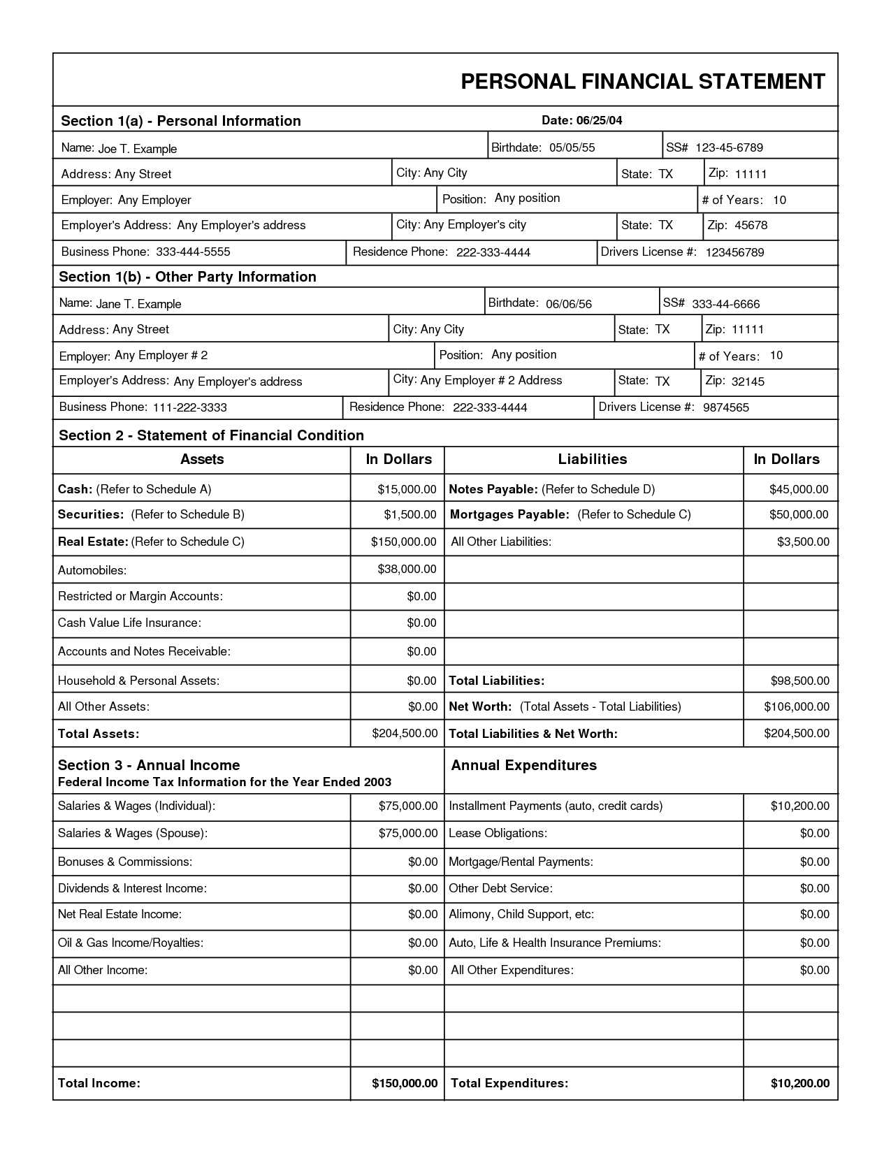 Free Financial Statement Form Download – Calep.midnightpig.co With Blank Personal Financial Statement Template