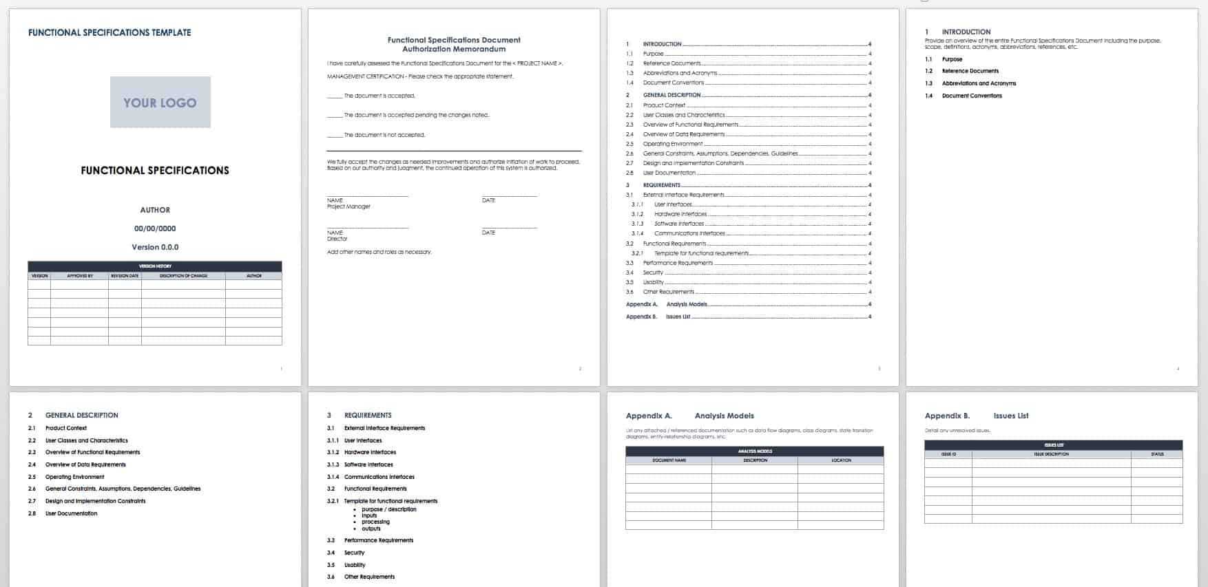Free Functional Specification Templates | Smartsheet Intended For Reporting Requirements Template
