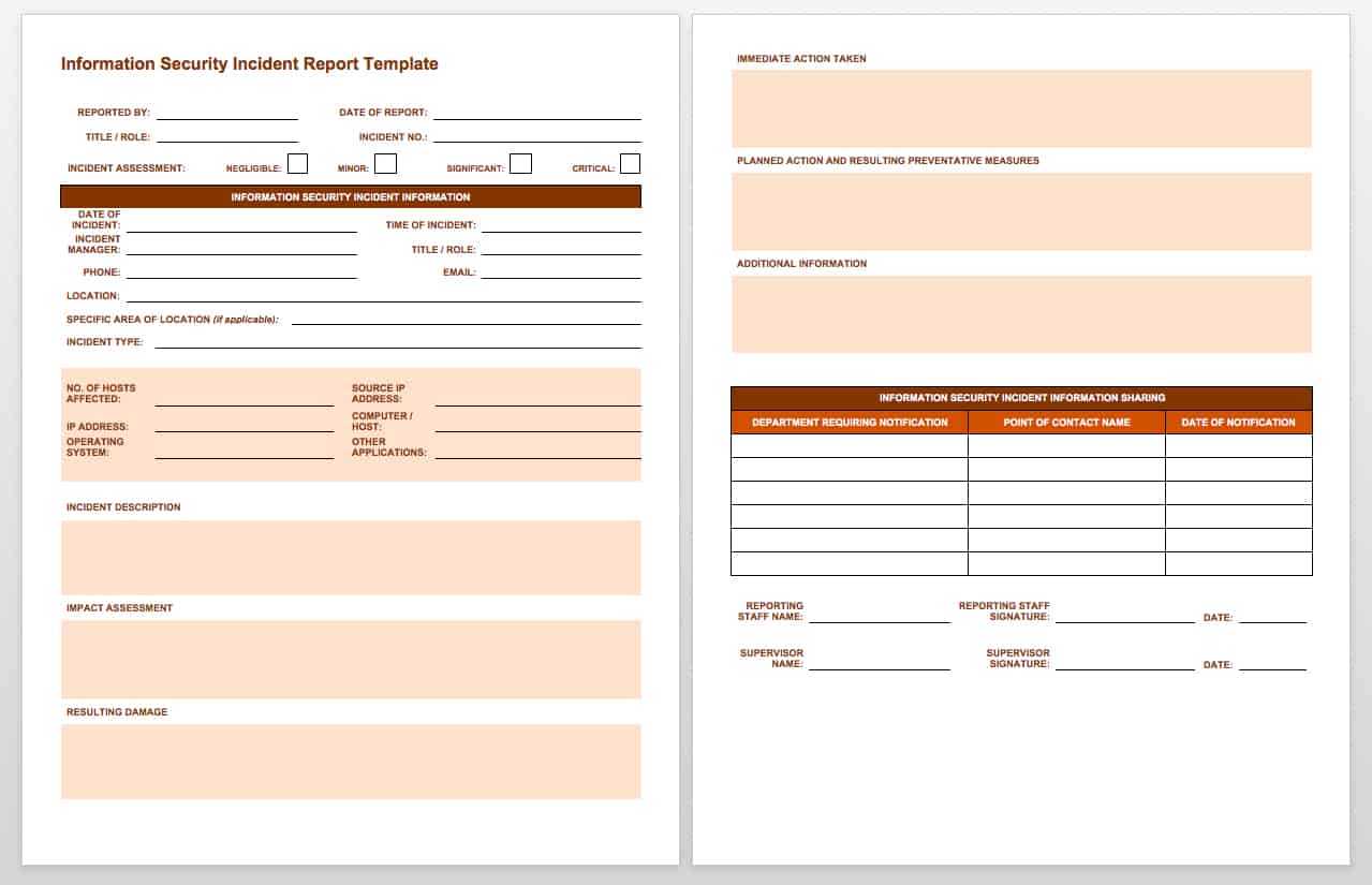 Free Incident Report Templates & Forms | Smartsheet Inside Template For Information Report