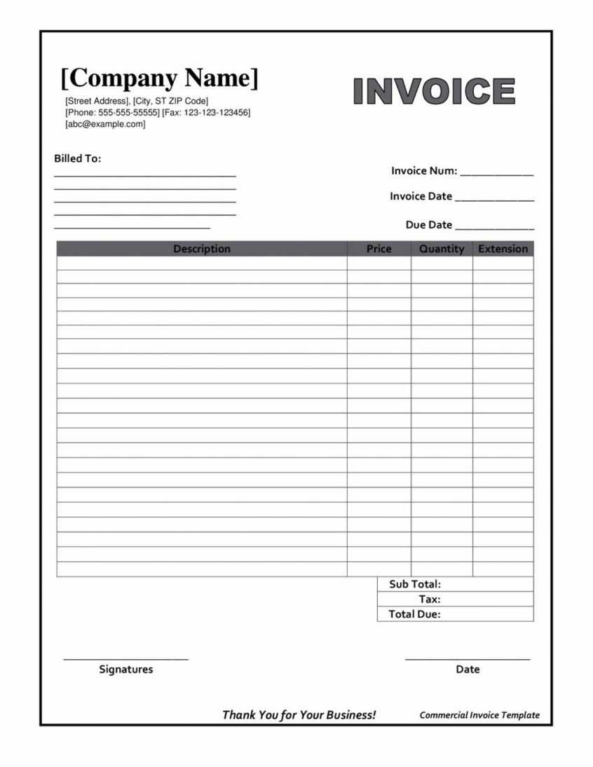 Free Invoice Downloadable Template Doc Printable Blank In Free Printable Invoice Template Microsoft Word