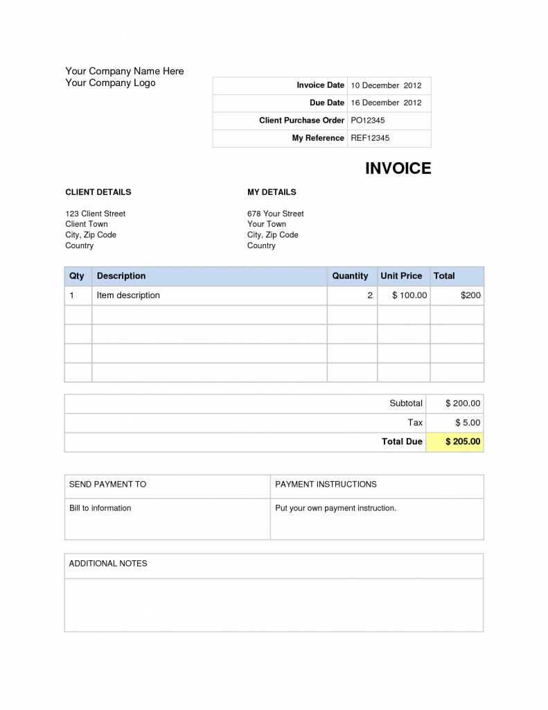 Free Invoice Template Word Document | Invoice Example For Invoice Template Word 2010