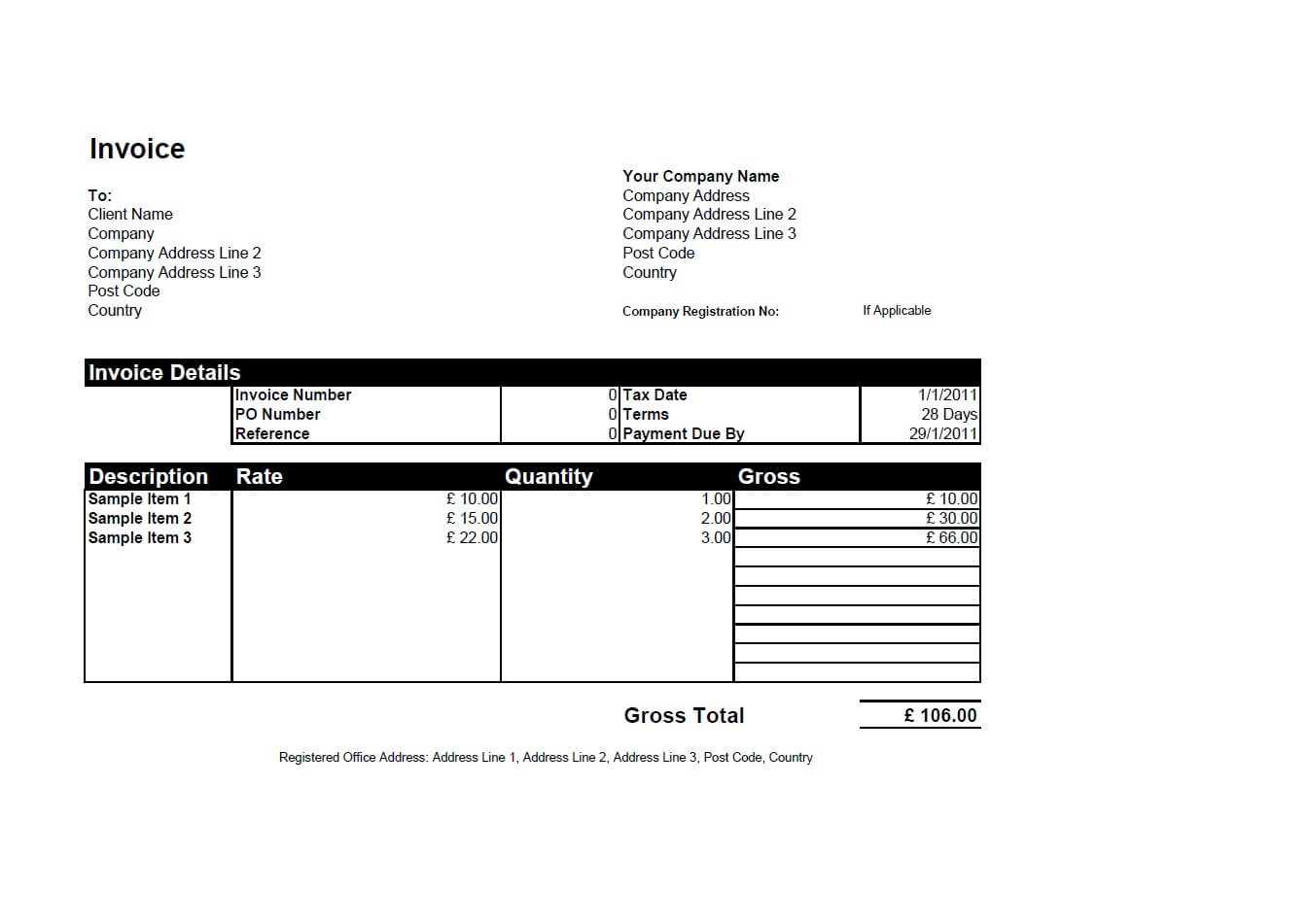 Free Invoice Templates For Word, Excel, Open Office For Microsoft Office Word Invoice Template