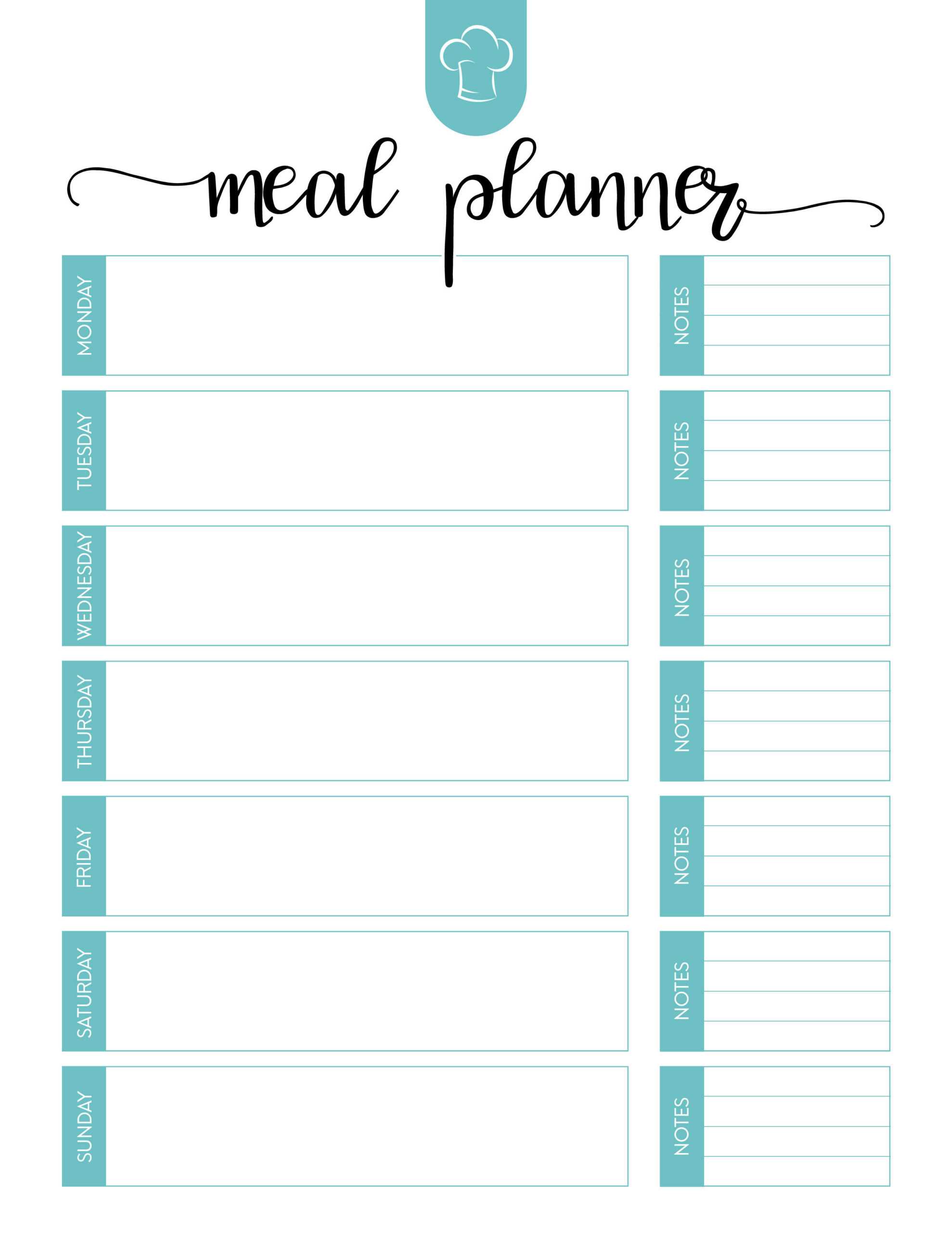 Free Meal Planner Template – Dalep.midnightpig.co Inside Blank Meal Plan Template