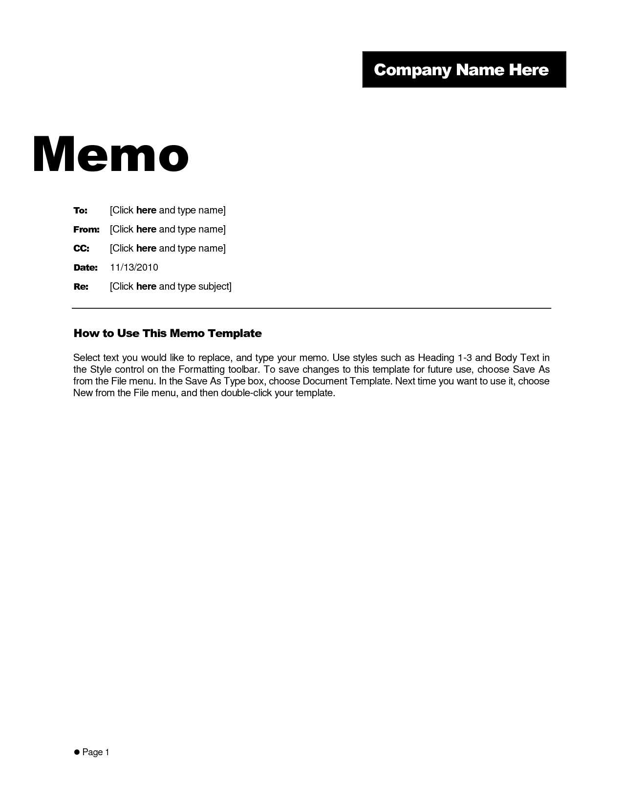 Free Memo Template Word 2010 – Kerren Regarding Memo Template Word 2013