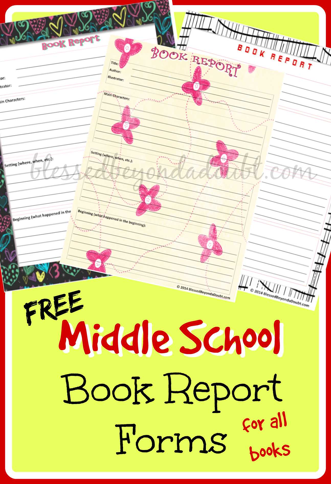 Free Middle School Printable Book Report Form! – Blessed Pertaining To Middle School Book Report Template