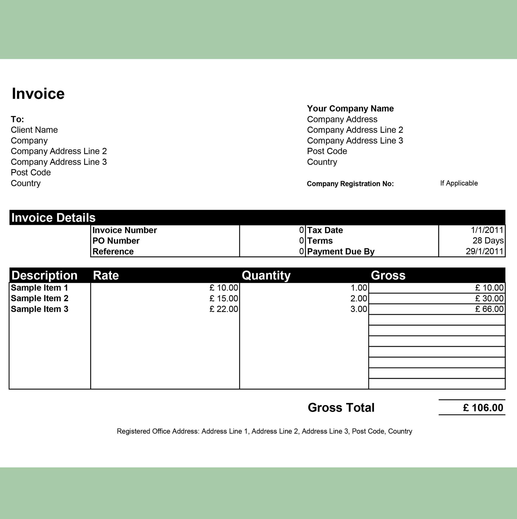 Free Nvoice Spreadsheet Template Word Document Templates Nz Intended For Invoice Template Word 2010