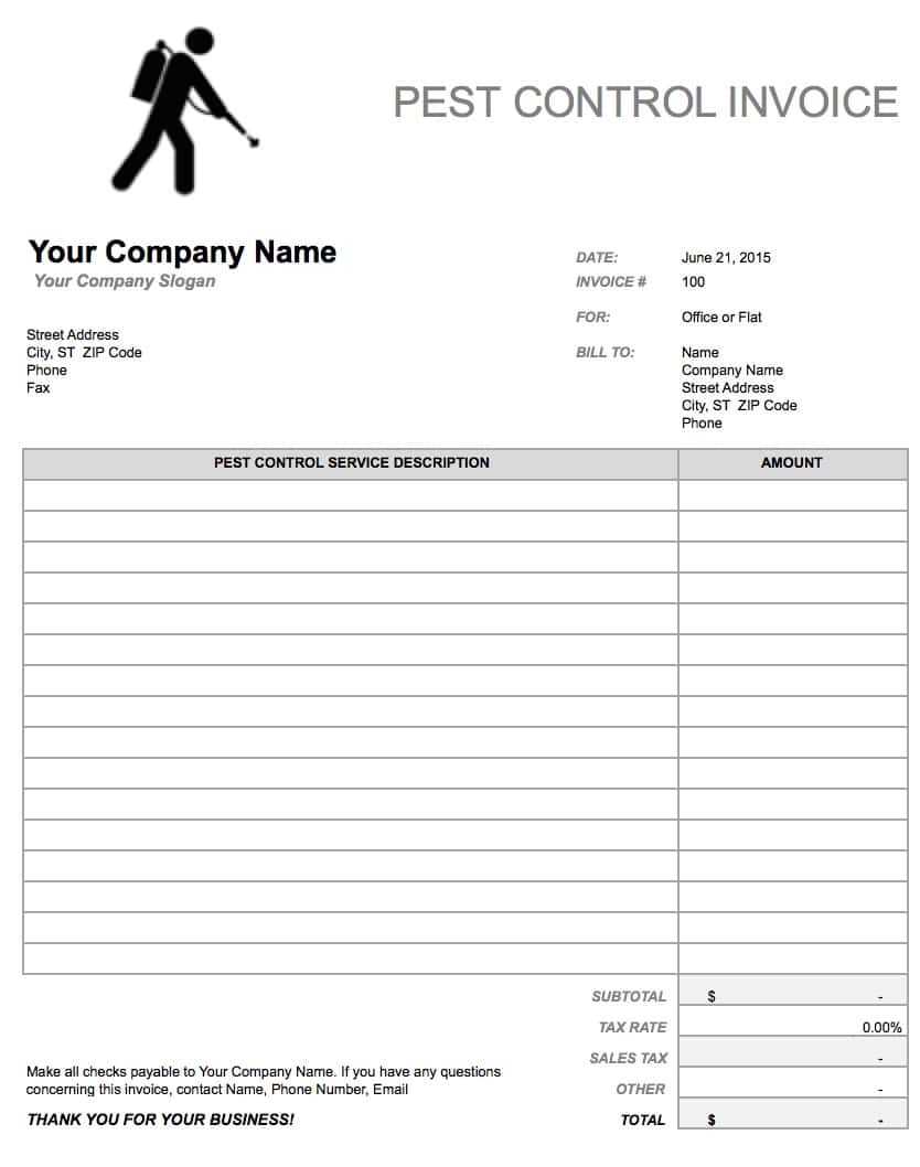 Free Pest Control Invoice Template | Pdf | Word | Excel With Regard To Pest Control Report Template