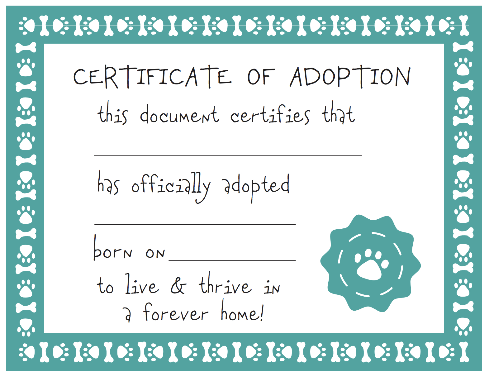 Free Printable Adoption Certificate – Calep.midnightpig.co Throughout Blank Adoption Certificate Template