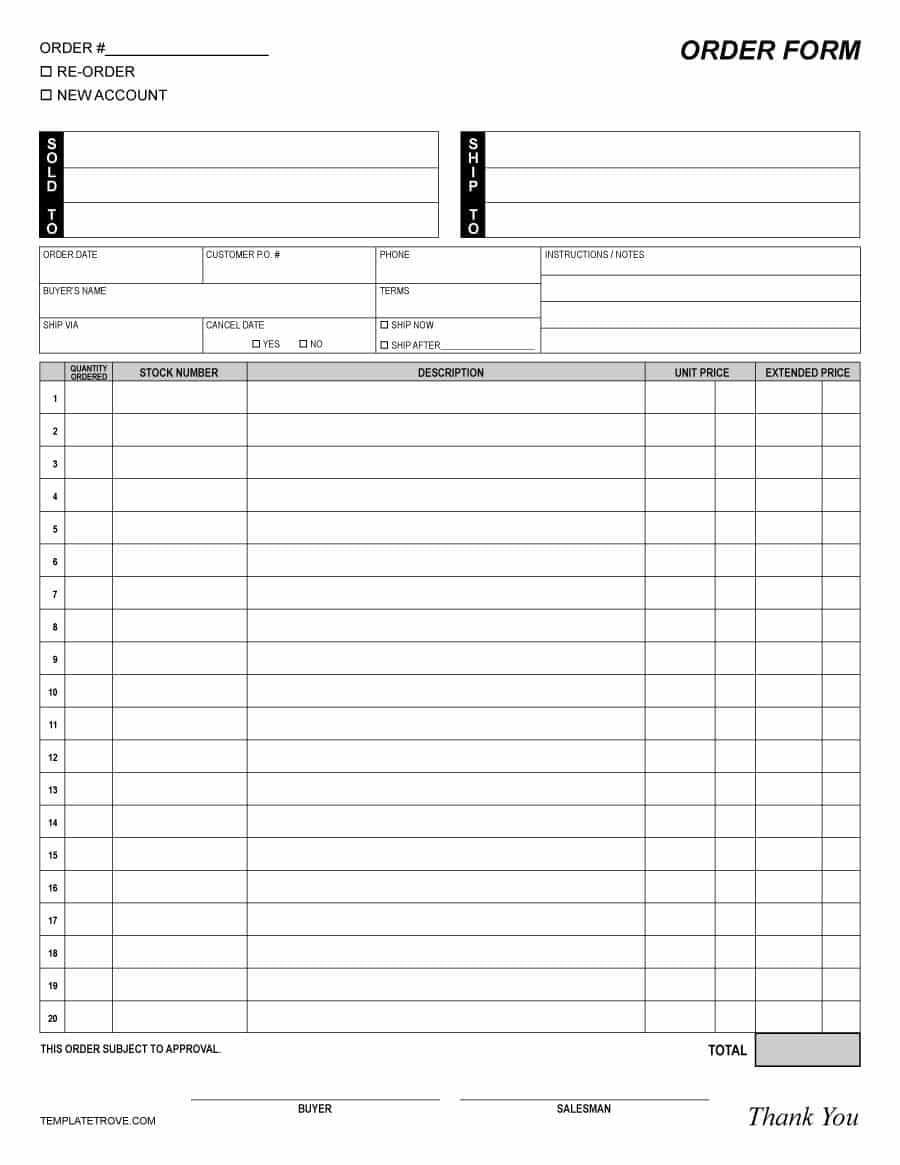 Free Printable Blank Order Forms – Calep.midnightpig.co With Blank Fundraiser Order Form Template