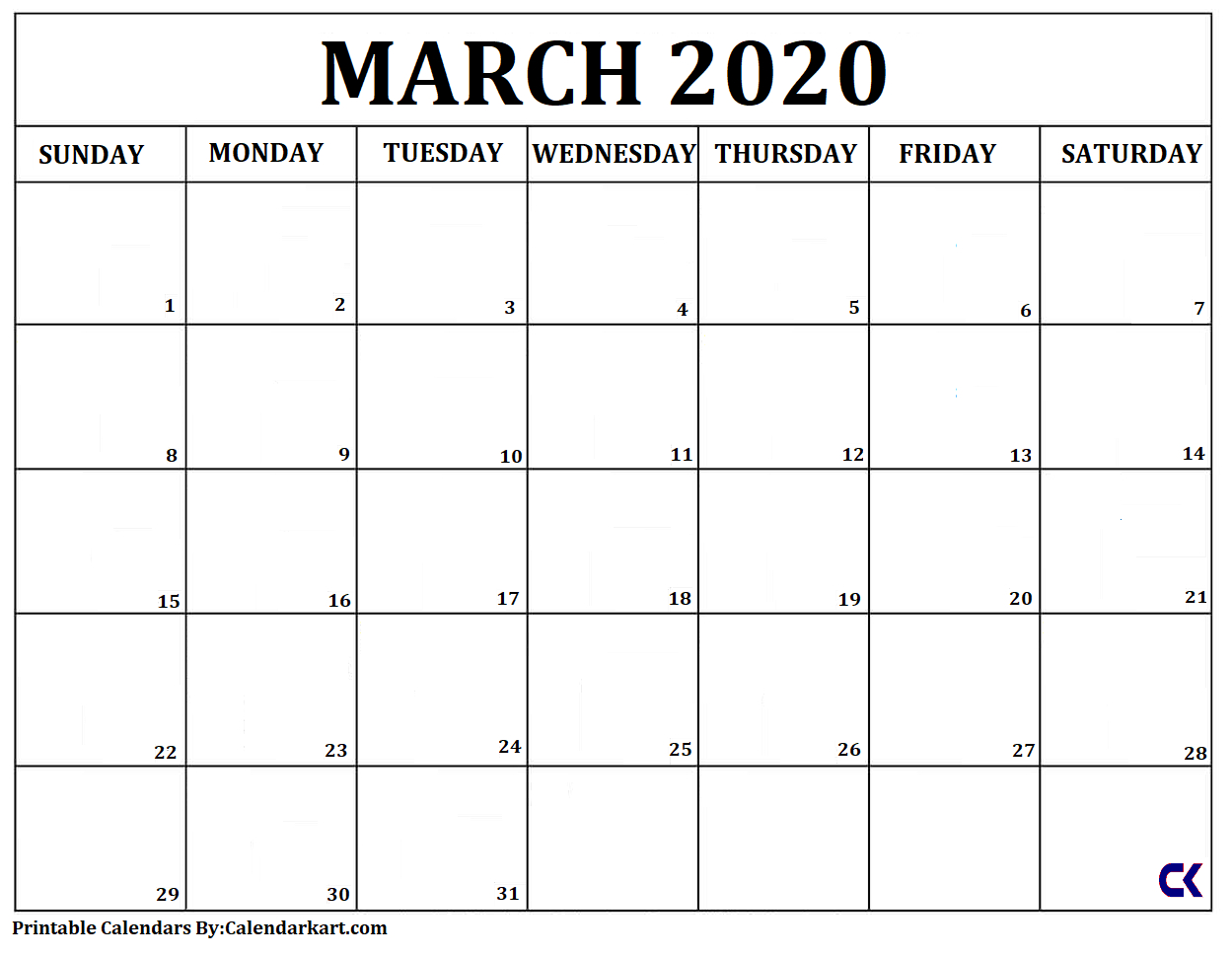 Free Printable Calendar Templates 2020 – Calendarkart Pertaining To Full Page Blank Calendar Template