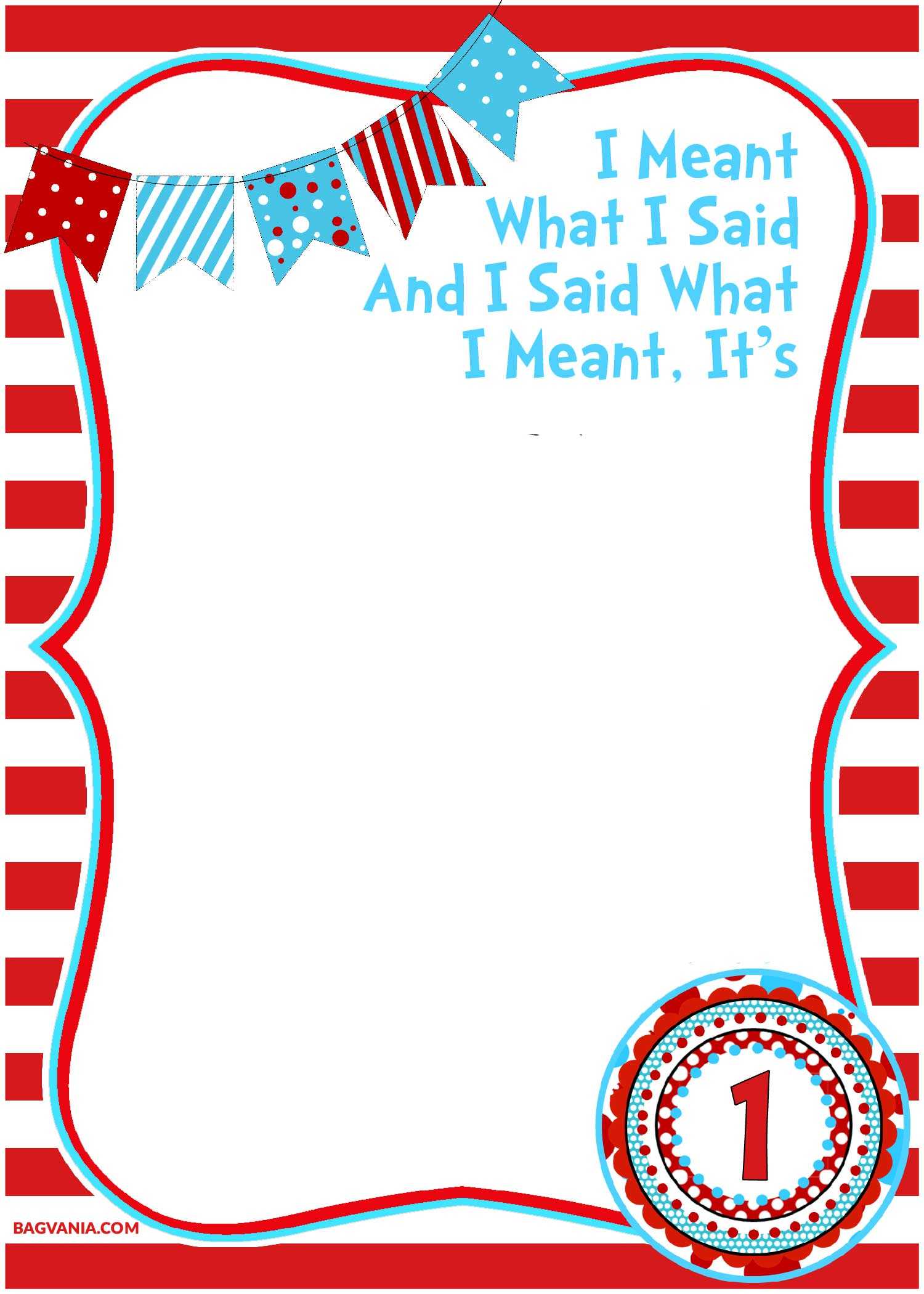 Free Printable Dr.seuss – Cat In The Hat Invitation Template Within Blank Cat In The Hat Template