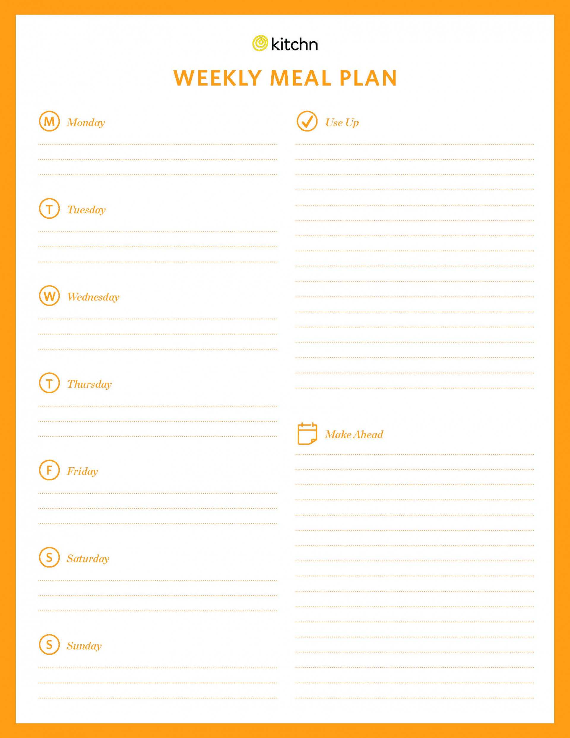Free Printable Monthly Meal Planner Template Weekly With Y With Menu Planning Template Word