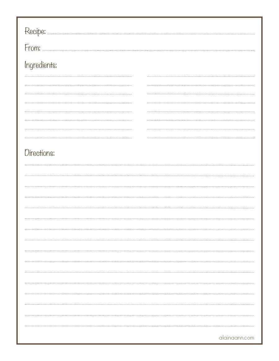 Free Printable Recipe Pages - Dalep.midnightpig.co Throughout Full Page Recipe Template For Word