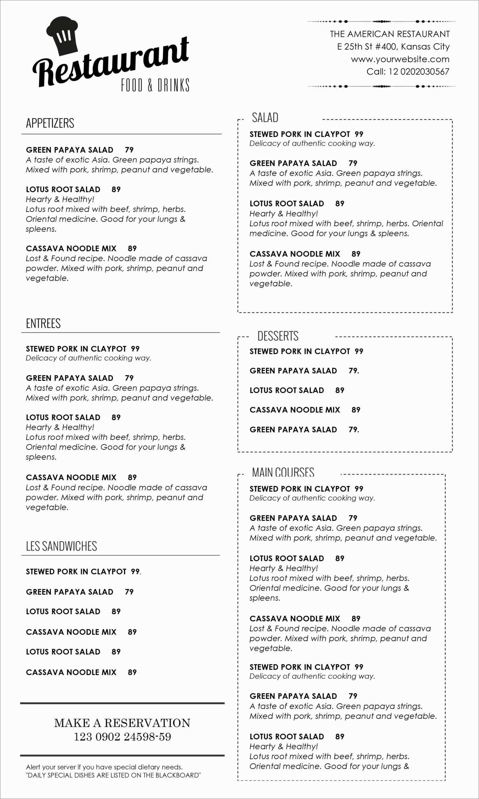 Free Printable Restaurant Menus – Dalep.midnightpig.co Within Free Cafe Menu Templates For Word