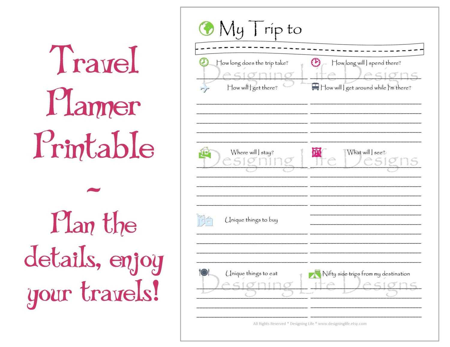 Free Printable Vacation Planner Template – Dalep.midnightpig.co For Blank Trip Itinerary Template