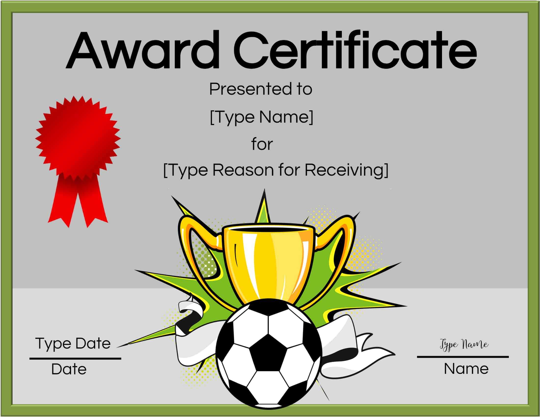 Free Soccer Certificate Maker | Edit Online And Print At Home Throughout Soccer Certificate Templates For Word