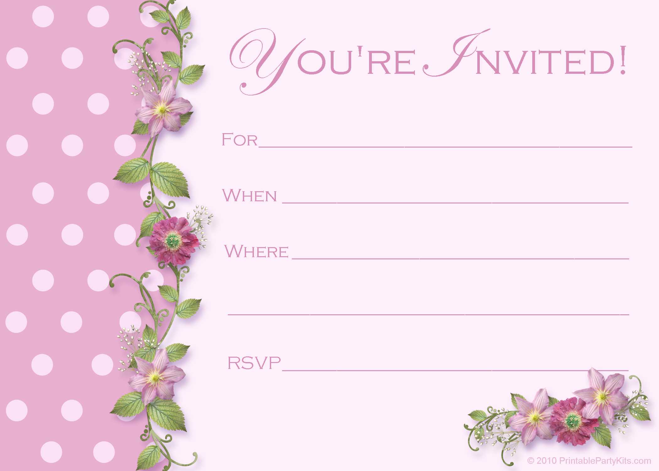 Free Sweet 16 Birthday Invitations – Bagvania Within Blank Templates For Invitations