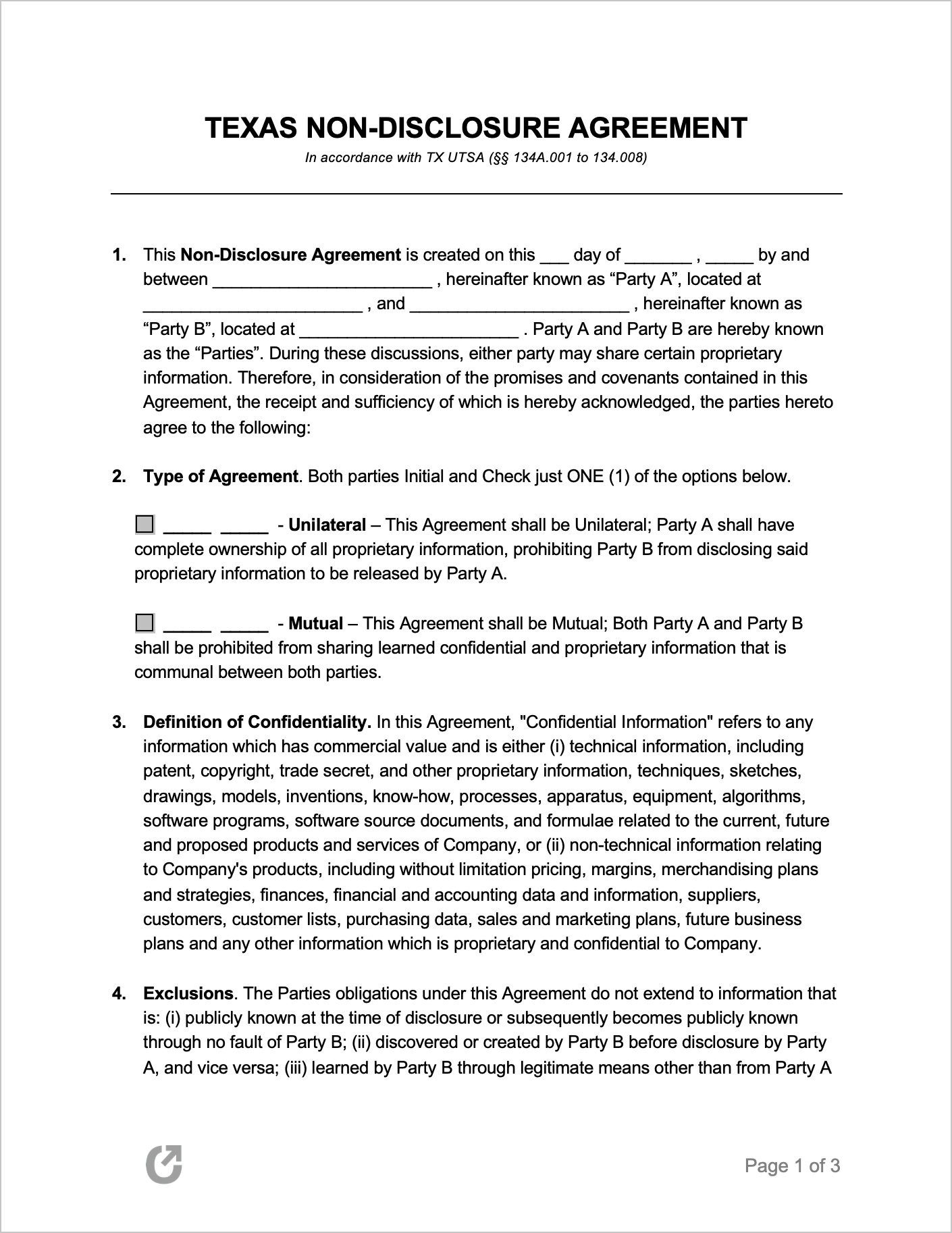 Free Texas Non Disclosure Agreement (Nda) | Pdf | Word Throughout Nda Template Word Document