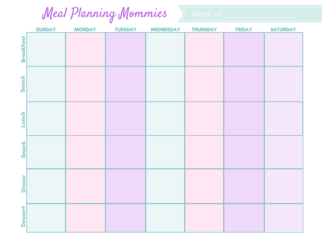 Free Updated Printable Meal Planning Pages & Grocery Lists With Regard To Blank Meal Plan Template