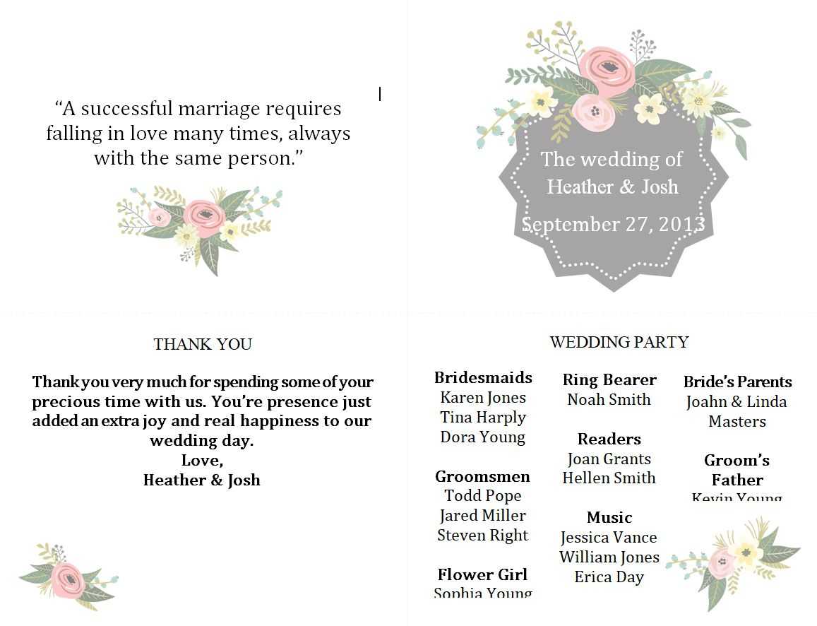 Free Wedding Ceremony Program Templates - Calep.midnightpig.co Regarding Free Printable Wedding Program Templates Word