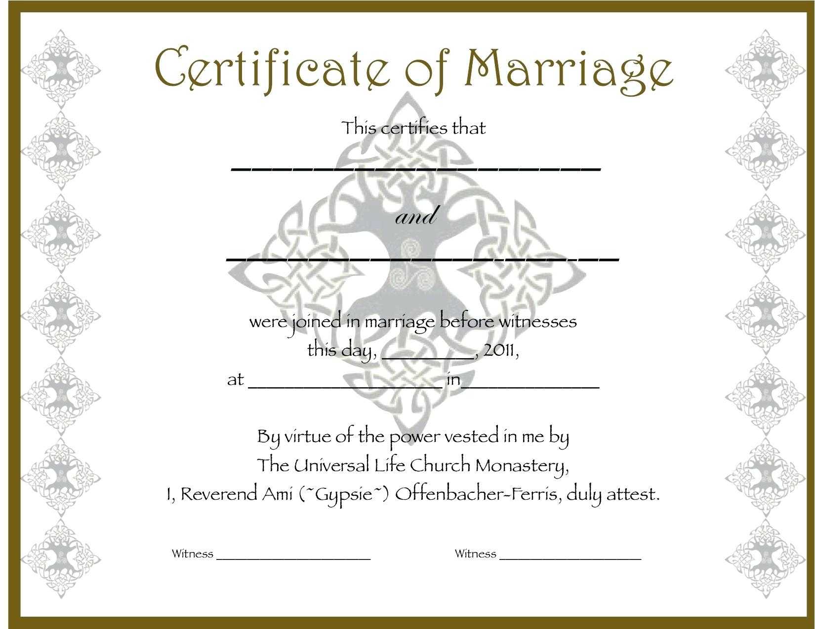 Free Wedding Certificate Template – Nagelkunst Intended For Blank Marriage Certificate Template
