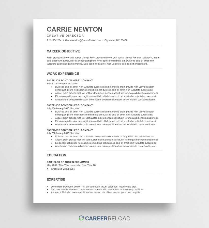 Free Word Resume Templates – Free Microsoft Word Cv Templates Throughout How To Get A Resume Template On Word