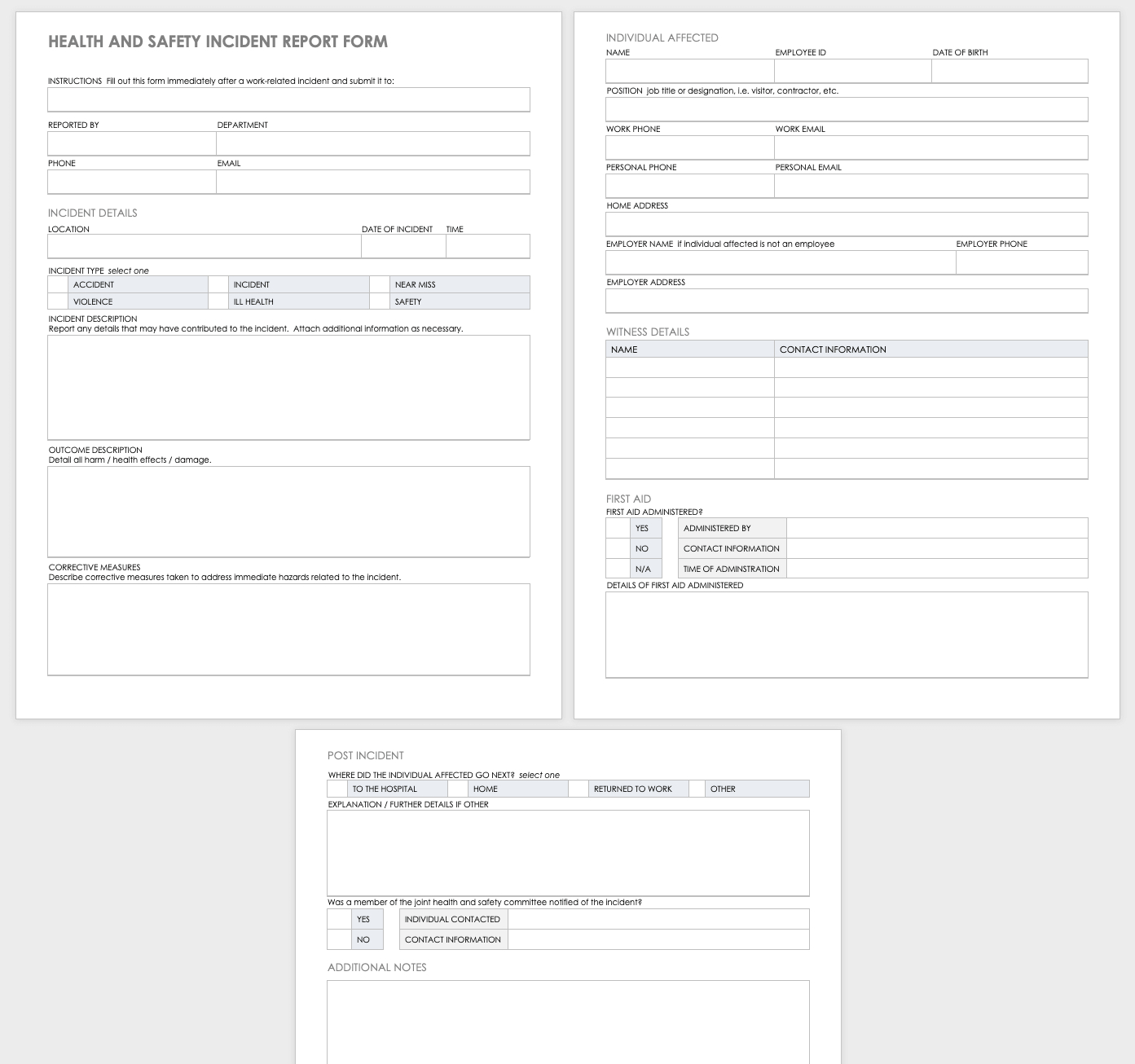 Free Workplace Accident Report Templates | Smartsheet Regarding Incident Report Log Template