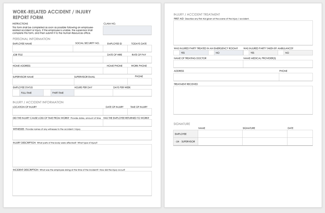 Free Workplace Accident Report Templates | Smartsheet With Regard To Health And Safety Incident Report Form Template