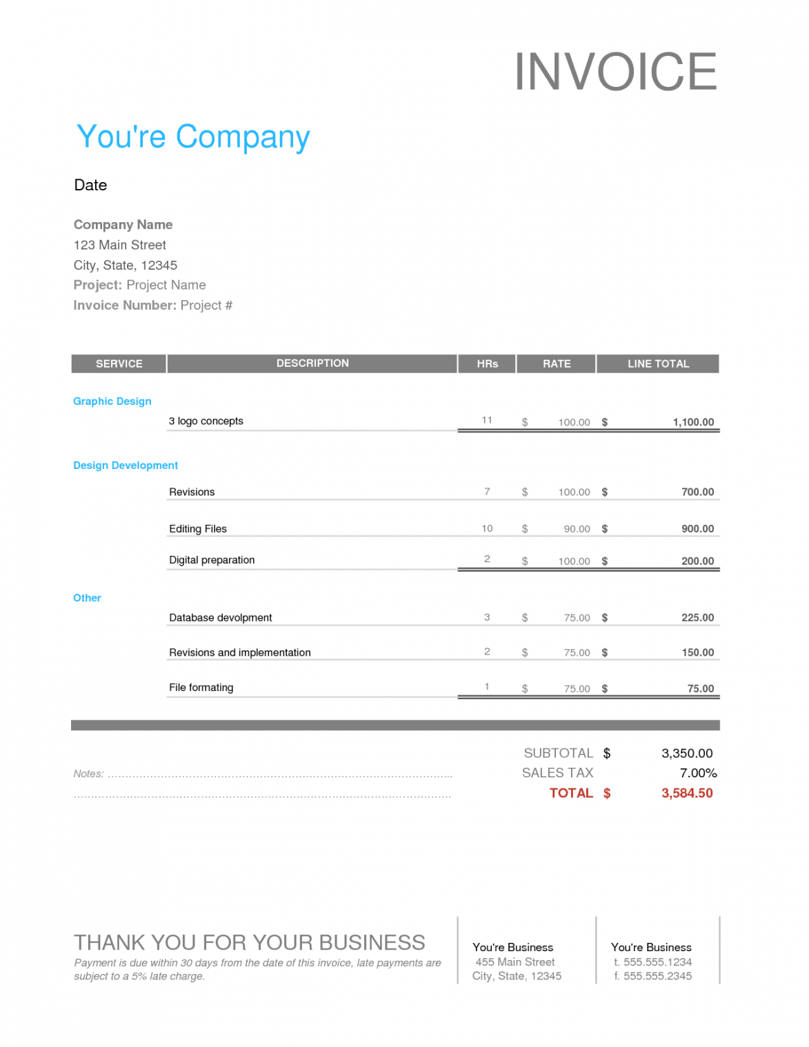 Freelance Web Design Invoice - Yeppe Throughout Web Design Invoice Template Word