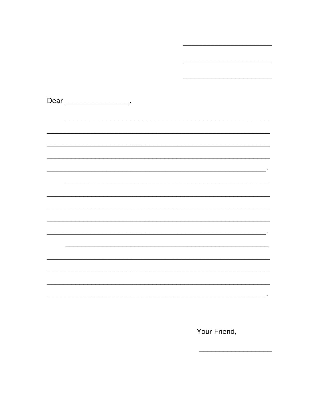 Friendly Letter Template Pdf ] - Free Friendly Letter Throughout Blank Letter Writing Template For Kids