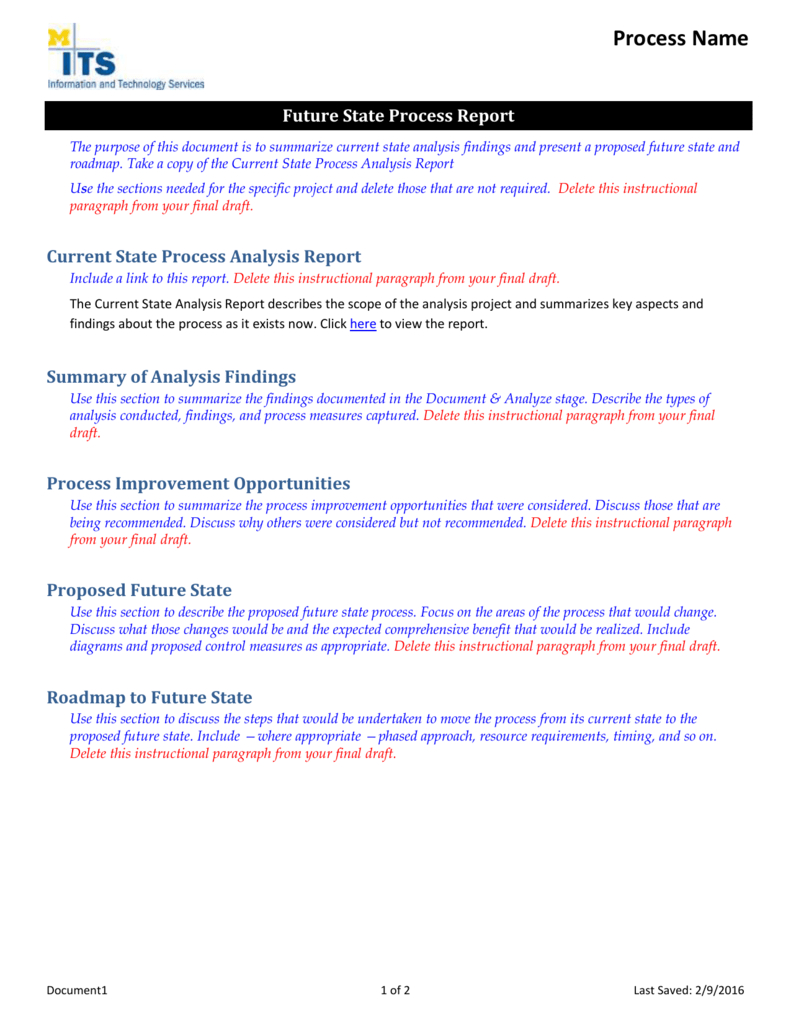 Future State Process Report Template Within Project Analysis Report Template