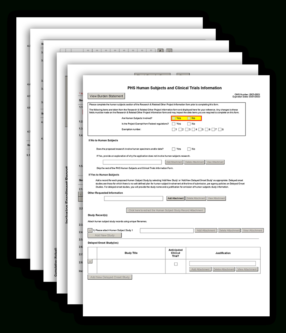 G.500 – Phs Human Subjects And Clinical Trials Information With Case Report Form Template Clinical Trials